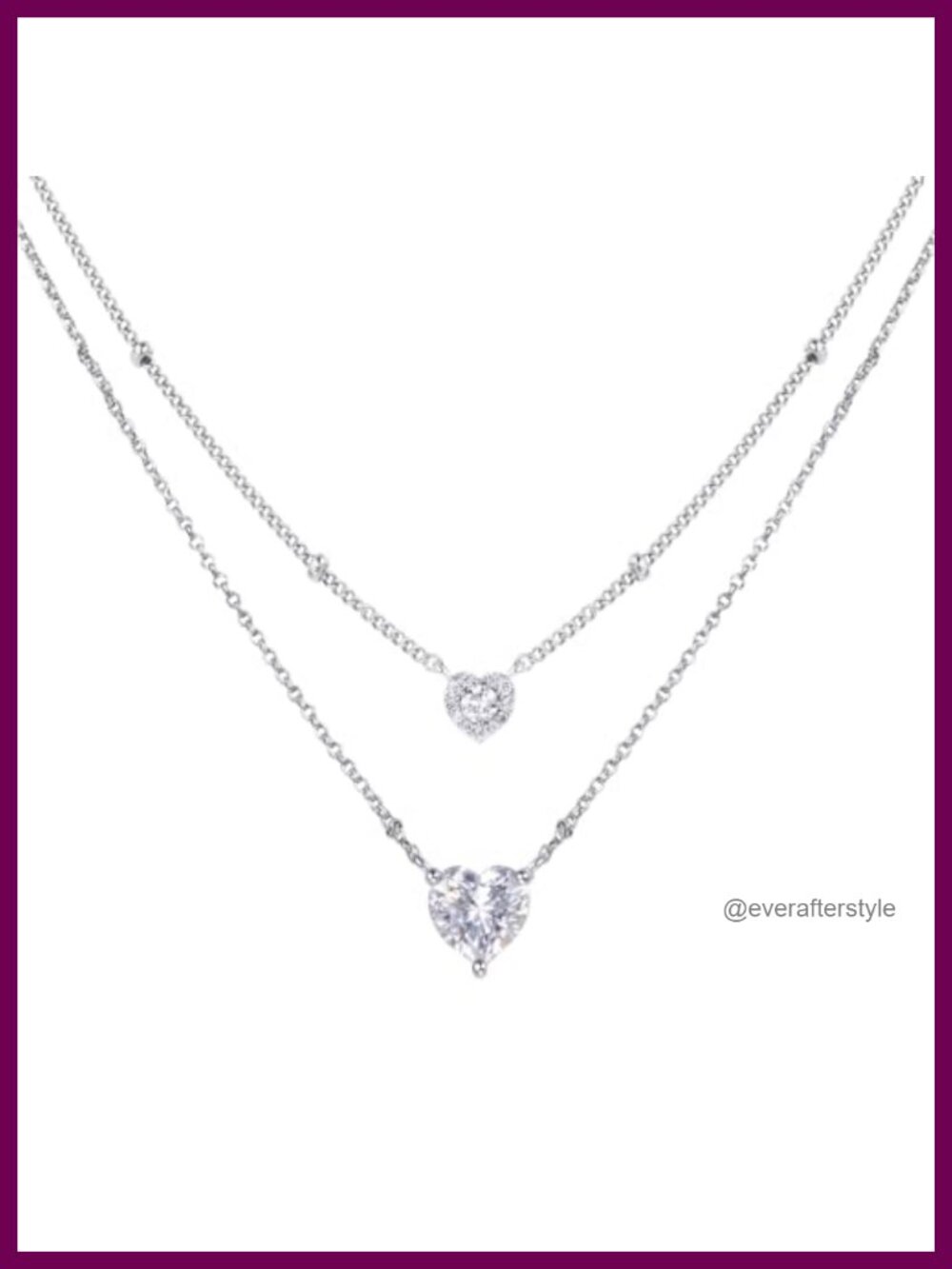 Layered Heart Moissanite Necklace 1.09ct Double Heart 925 Sterling Silver